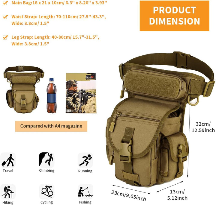 Huntvp Taktisch Beintasche Militär Beinbeutel MOLLE Hüfttasche Sport Tactical Leg Bag Armee Beintasc