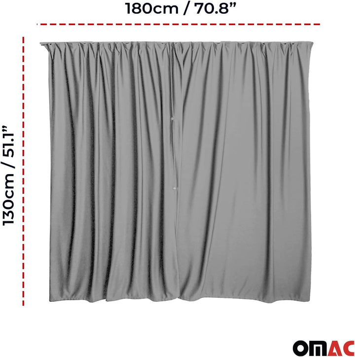 OMAC Heckklappe Gardinen Sonnenschutz Vorhänge kompatibel mit VW Multivan T7 L1 L2 Grau 2tlg 130x180