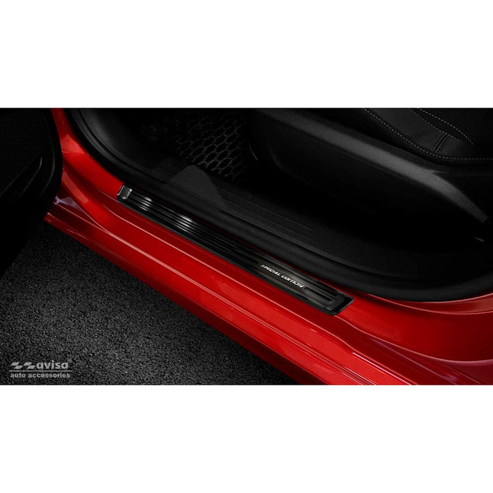 Avisa Black INOX Door sill Protectors Compatible with Opel Corsa F HB 5-Doors 2019- 'Special Edition