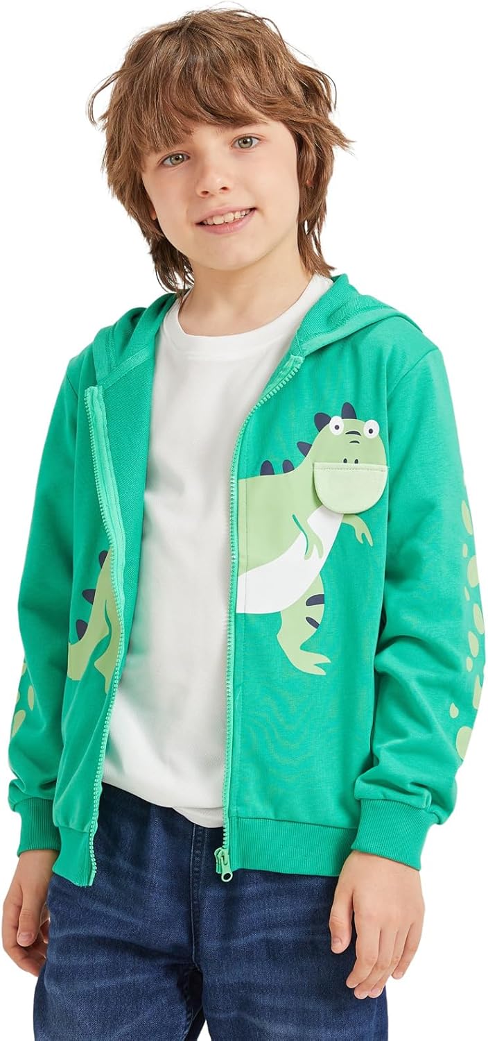 Alleen Jungen Sweatjacke Hoodie Langarm Baumwolle Kinder Pullover Dino Kapuzenpullover Jacke mit Kap