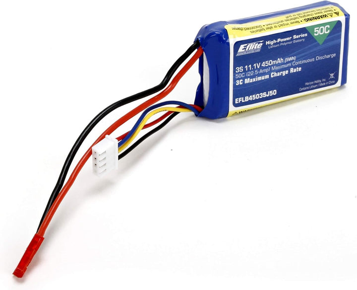 11.1V 450mAh 3S 50C LiPo Battery: JST