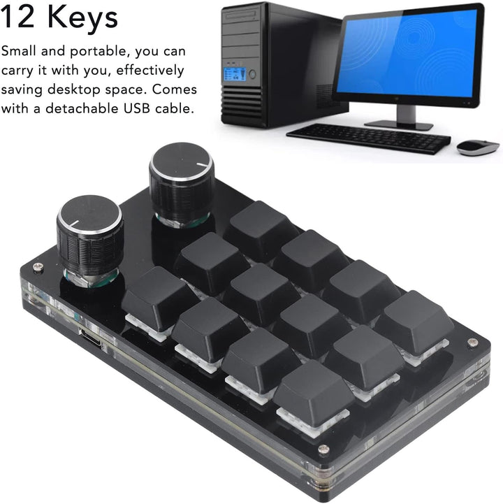 Annadue OSU Keypad 12-Tasten-Gaming-Tastatur, USB--Tastatur mit 12 Tasten, 2 Knöpfen, Mechanische Ga