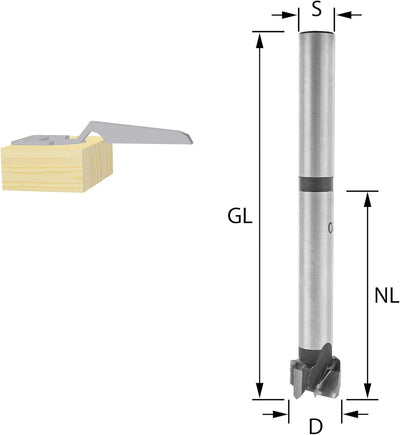 ENT 40820 Kunstbohrer Premium, Durchmesser (D) 20 mm, NL 80 mm, GL 130 mm, S 13 mm, in Hartmetall HW