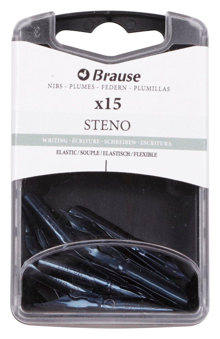Brause 150361B - Packung mit 15 Stenofedern, für englische Schrift, ideal für Kalligraphie, 1 Box x1