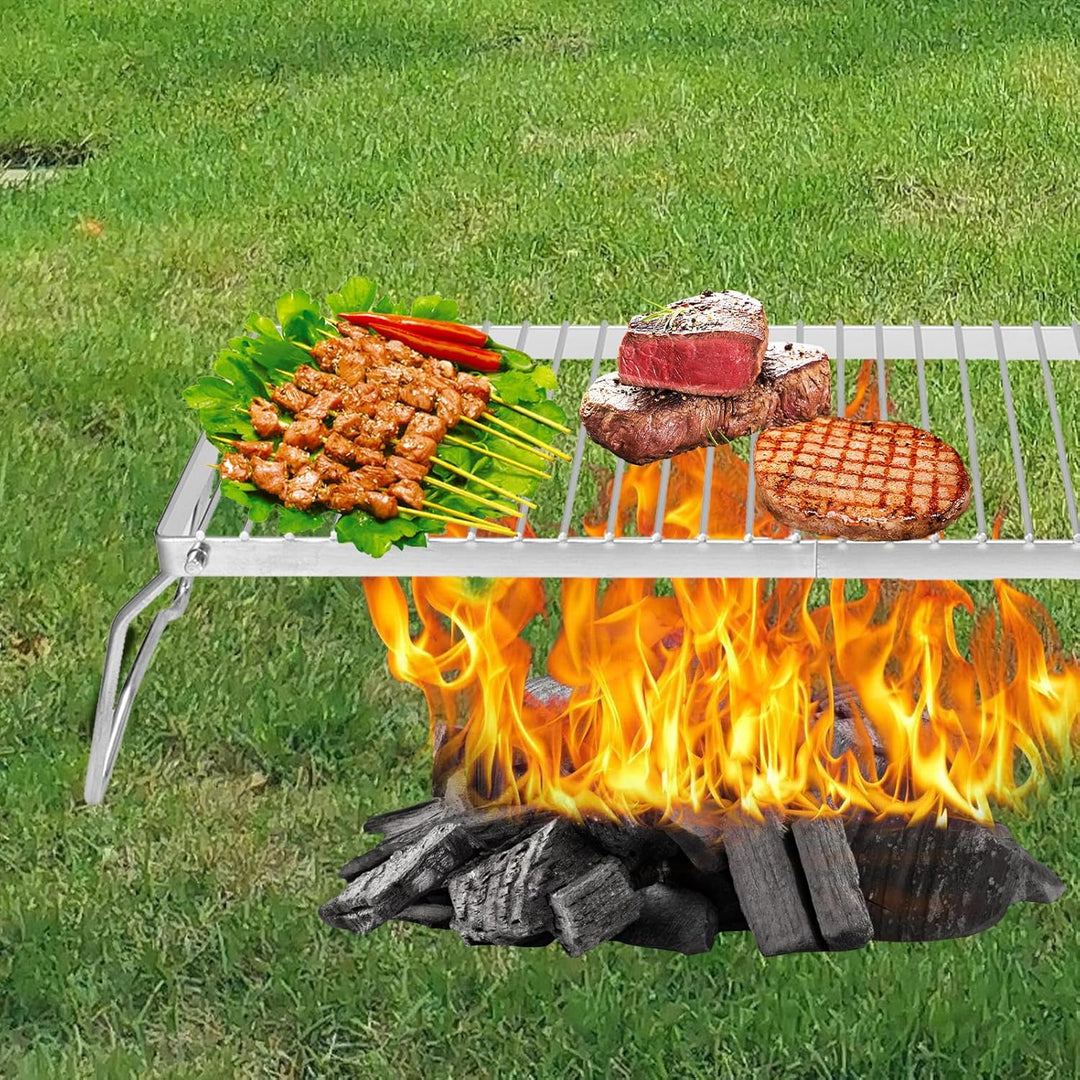 Natudeco Klappbarer Lagerfeuergrill, tragbar, Edelstahl, Grillrost, Grillrost, für Outdoor, Backcoun