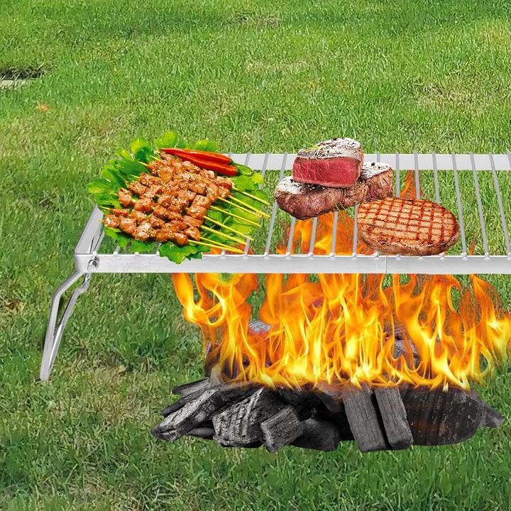 Natudeco Klappbarer Lagerfeuergrill, tragbar, Edelstahl, Grillrost, Grillrost, für Outdoor, Backcoun