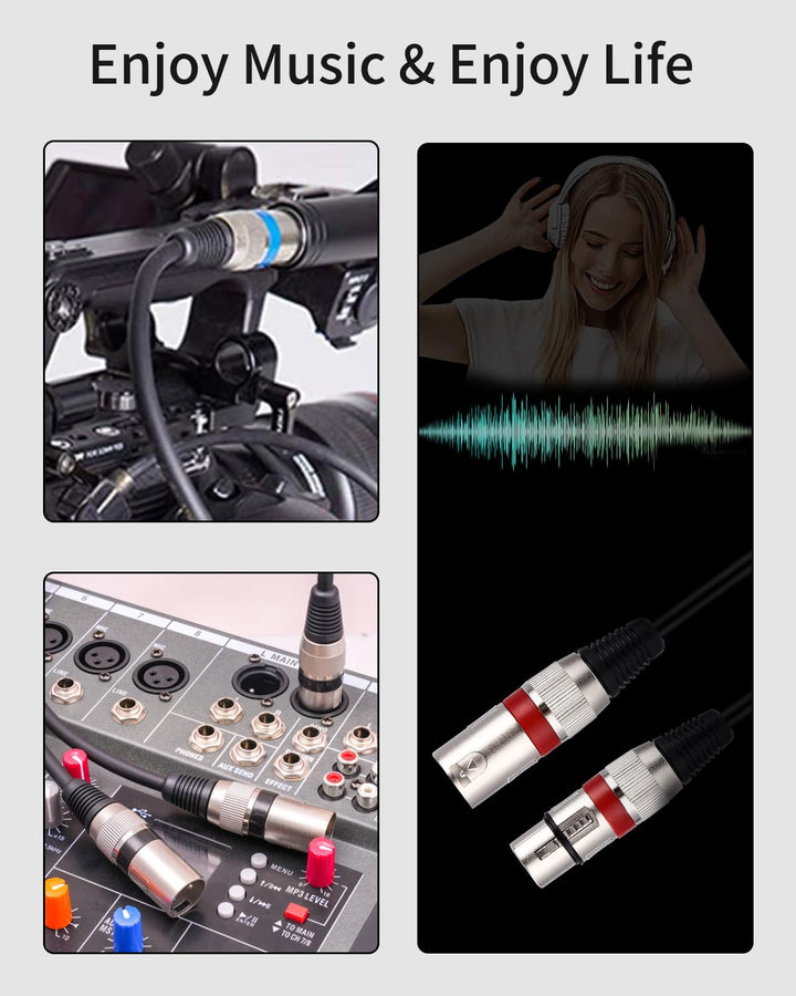 6 Stück 5M XLR Kabel Premium Symmetrisches XLR Mikrofonkabel, Pin DMX Microphone Signal Cable Connec