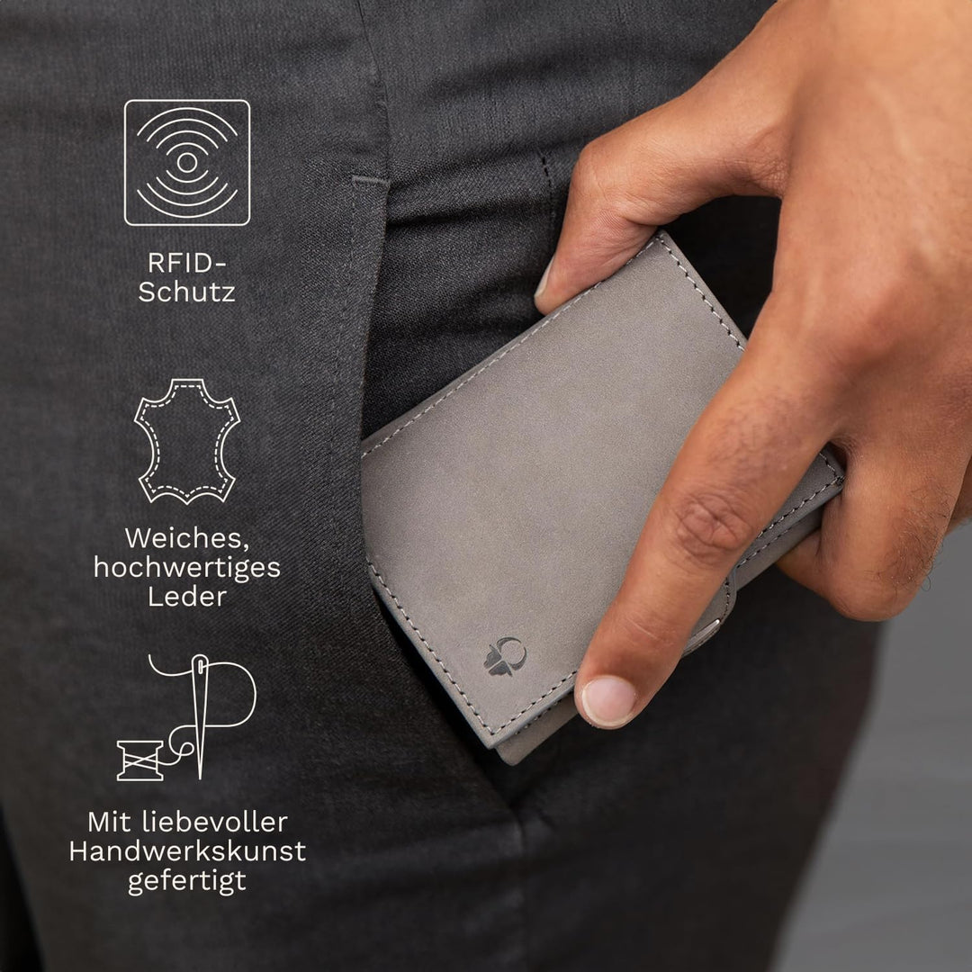 DONBOLSO Wallet Flip - Slim Wallet mit Flipcase - Leder Geldbeutel mit RFID Schutz - Schmale Geldbör