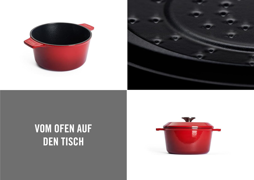 Woll Iron Gusstopf mit Deckel und Silikongriffen - Induktiv -, Ø 20 cm, 11 cm hoch, 2,8l - Geeignet