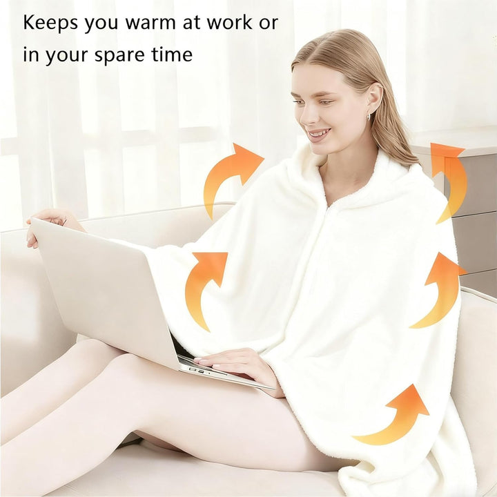 SNZ USB Heizdecke mit 20000mAh Akku, 150 x 80 cm Kabellos Heated Blanket, 3 Temperatursstufen, Flane