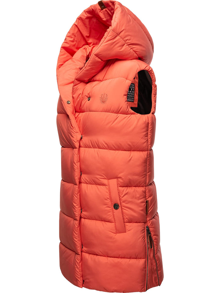 Navahoo warme Damen Winter Steppweste lang mit Kapuze Madilynaa XS-XXL XS Coral, XS Coral