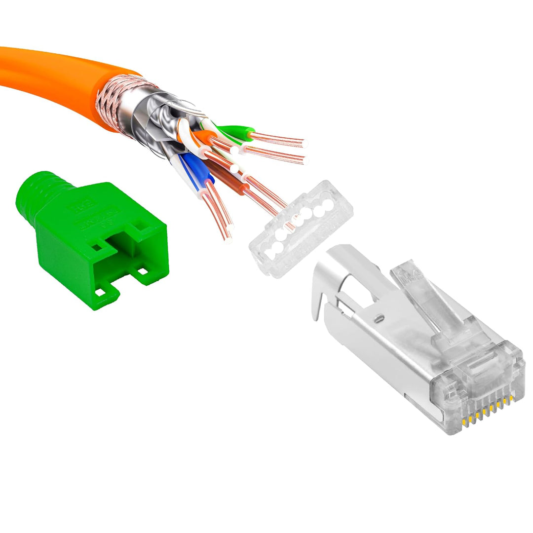 BIGtec RJ45 Stecker Netzwerkstecker 50 Stück Hirose TM11 grün Hochgeschwindigkeits Verbindung für Fa