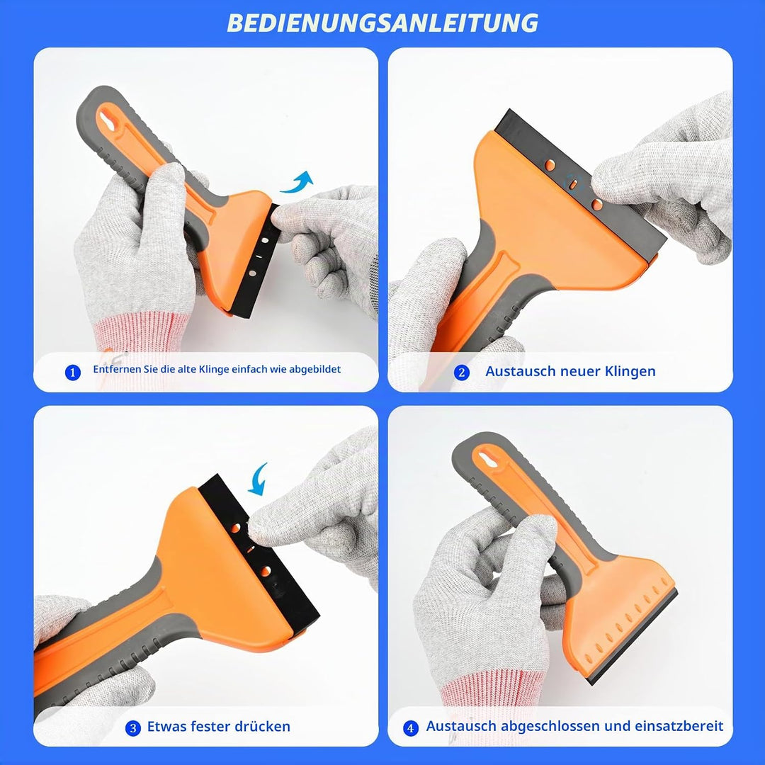 EHDIS Kunststoff Schaber Kit - 2 Schaber mit Grosser Griff und 20 Kunststoff klingen(4inch), Kunstst