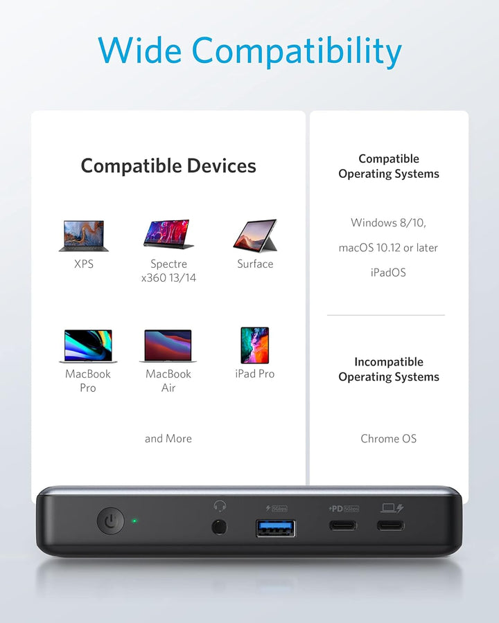 Anker PowerExpand 9-in-1 USB-C PD Docking Station USB-C Adapter, 60W für Laptop, 20W Power Delivery,