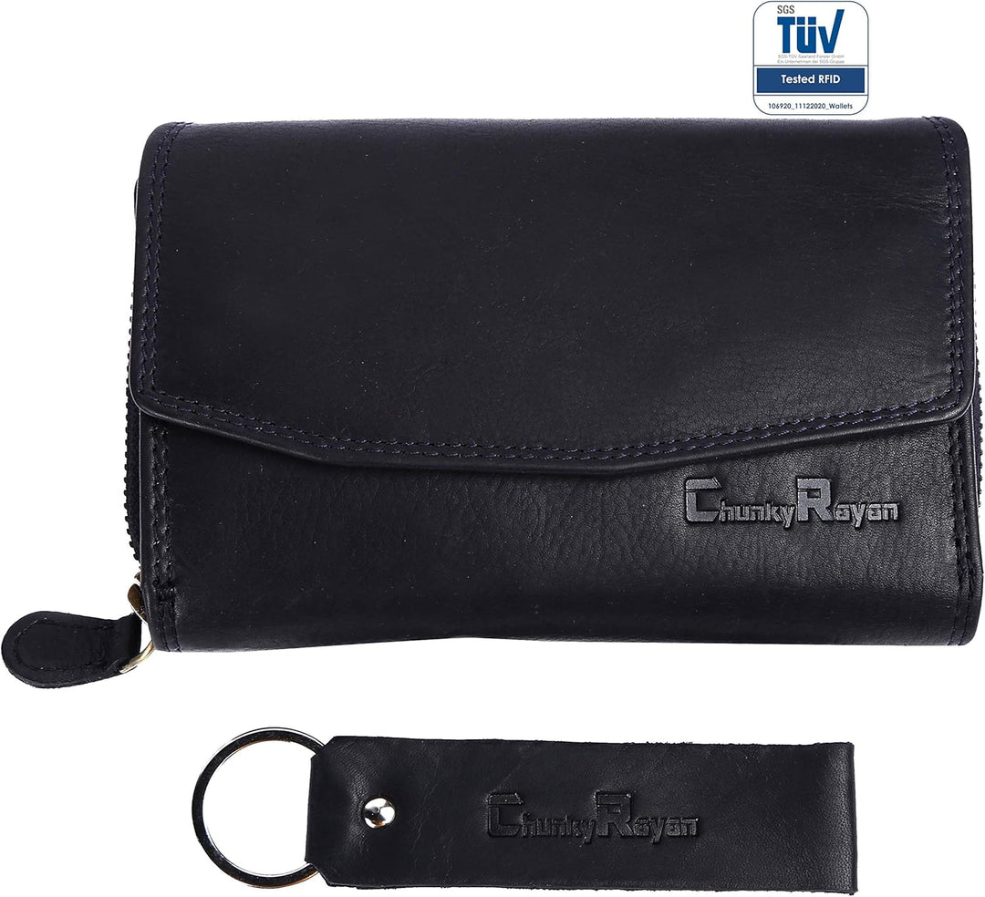 Chunkyrayan Echtleder Damen Geldbörse Hochwertig Vintage RFID Schutz inklusive Leder Schlüsselanhäng