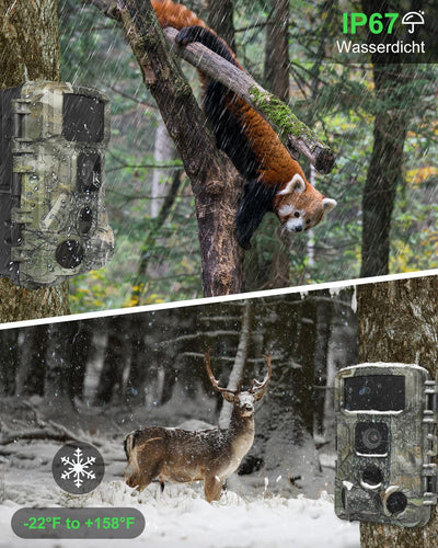KJK Wildkamera WLAN 2.7K 64MP mit 64GB SD Karte, Wildtierkamera mit Nachtsicht, 0.05s Auslöser Beweg
