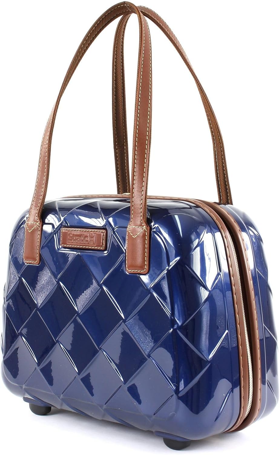 STRATIC Leather & More Hartschalen-Kosmetikkoffer Beautycase Handgepäck, Echtleder-Adressanhänger, T