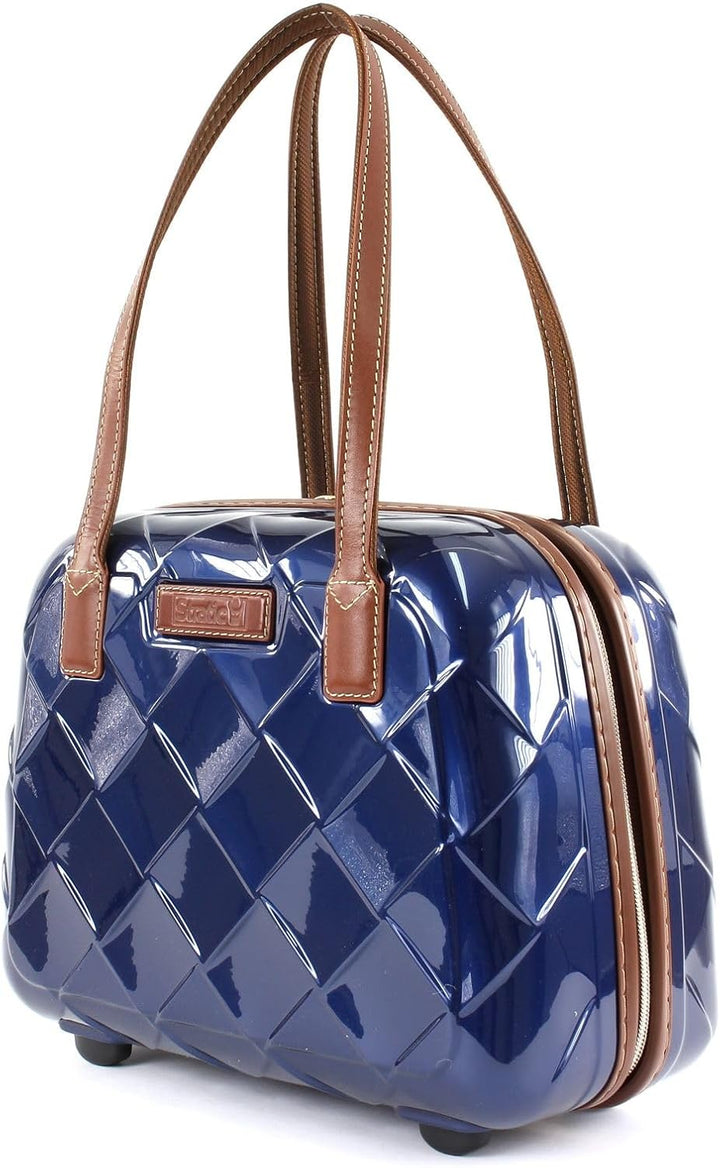 STRATIC Leather & More Hartschalen-Kosmetikkoffer Beautycase Handgepäck, Echtleder-Adressanhänger, T