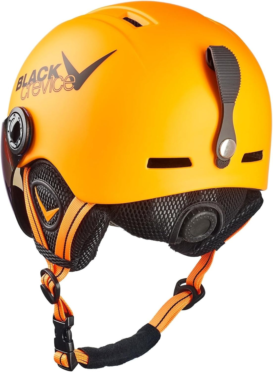Black Crevice Kinder-Skihelm Leogang I Skihelm mit Visier im Pilotenstyle I Snowboardhelm für Jungen