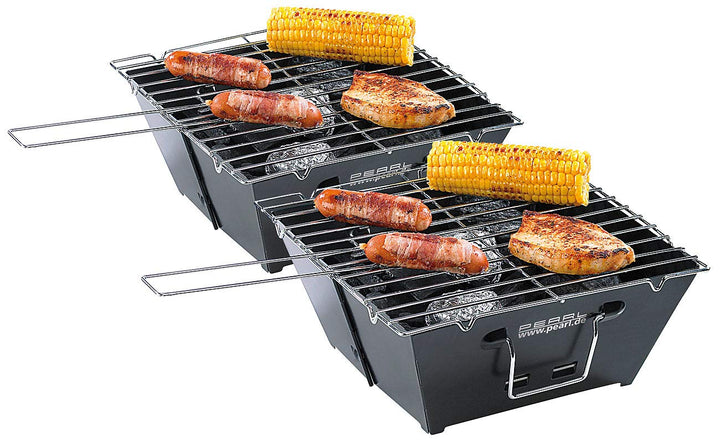 PEARL Klappgrill: 2er-Set flach zusammenklappbare Kohle-Grills, Grillfläche je ca. 24,5 (Minigrill,