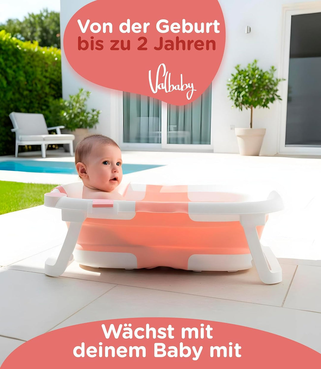 Baby Badewanne Faltbar Antirutsch Ergonomisch Neugeborene Bis 2 Jahre Rosa + Panda Kissen Gross und