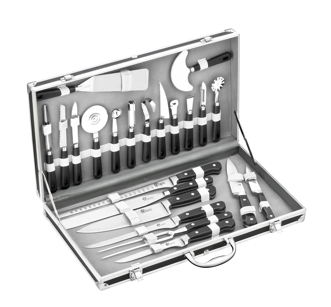Pradel Excellence 31123 Küchenutensilien-Koffer, 22-teilig mit 15 Küchenhelfern + 7 Küchenmessern