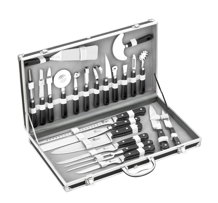 Pradel Excellence 31123 Küchenutensilien-Koffer, 22-teilig mit 15 Küchenhelfern + 7 Küchenmessern