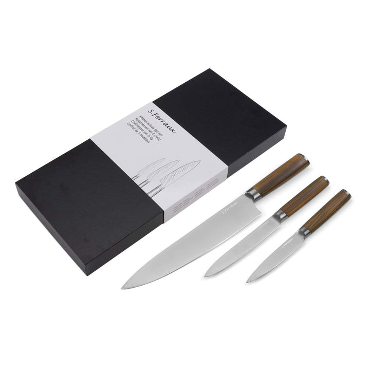 Ferraux Professional 3er Messerset Edelstahl Kochmesser 20 cm (Japanisch) - Fleischmesser - Allzweck