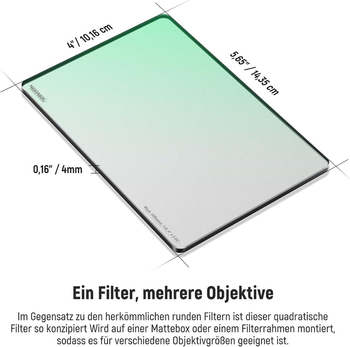 NEEWER Rechteckfilter Black Diffusion 1/8 Filter verträumter Effekt 4"x5.65" Square Kinofilter (rech