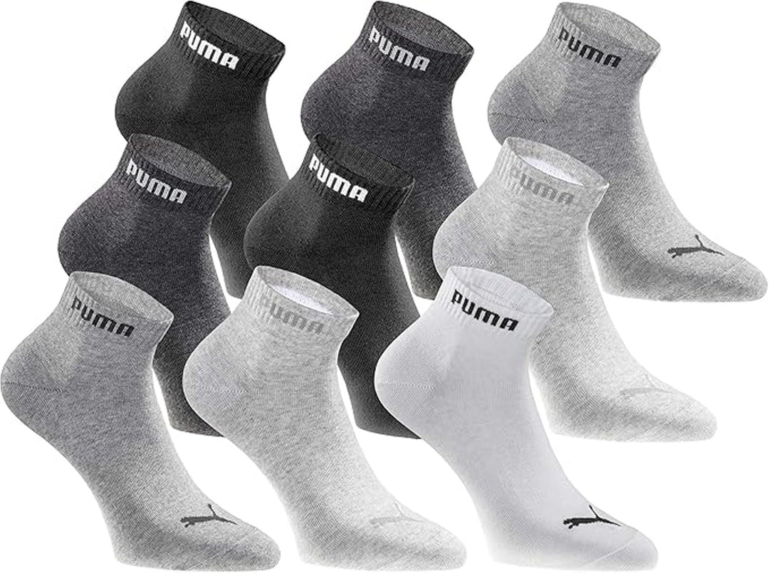 PUMA Quartersocken 18 Paar Pack Statement Edition - Damen und Herren, 35-38 Black White Grey