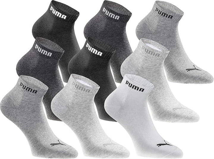 PUMA Quartersocken 18 Paar Pack Statement Edition - Damen und Herren, 35-38 Black White Grey