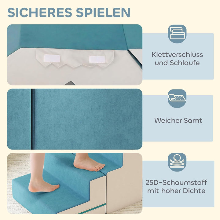 AIYAPLAY Kinder Schaumstoff Bausteine 2er Set Softbausteine Riesenbausteine Grossbausteine mit Samto