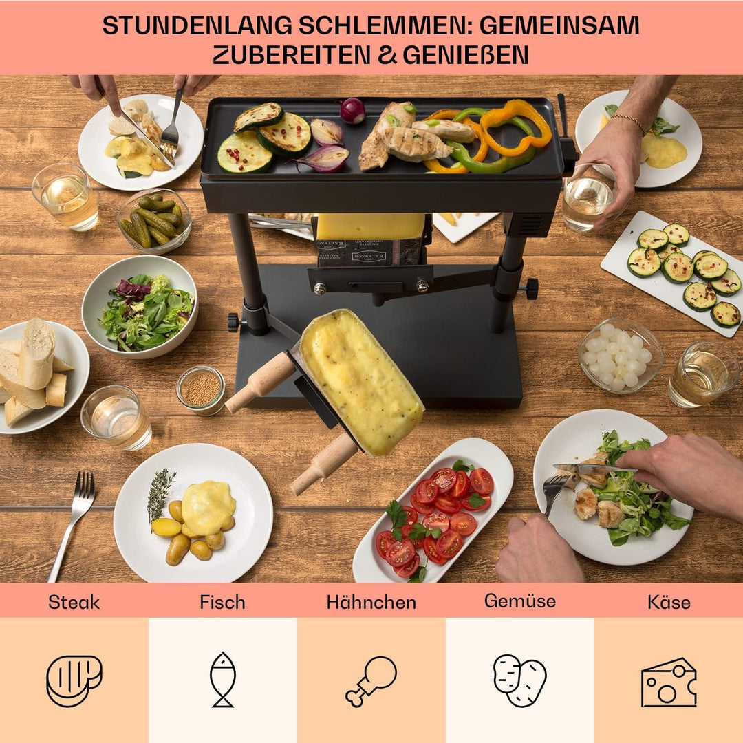 Klarstein Appenzell Peak - Raclette mit Grill, Käseschmelzer, traditionelles Käseschmelzen, Käse-Rac