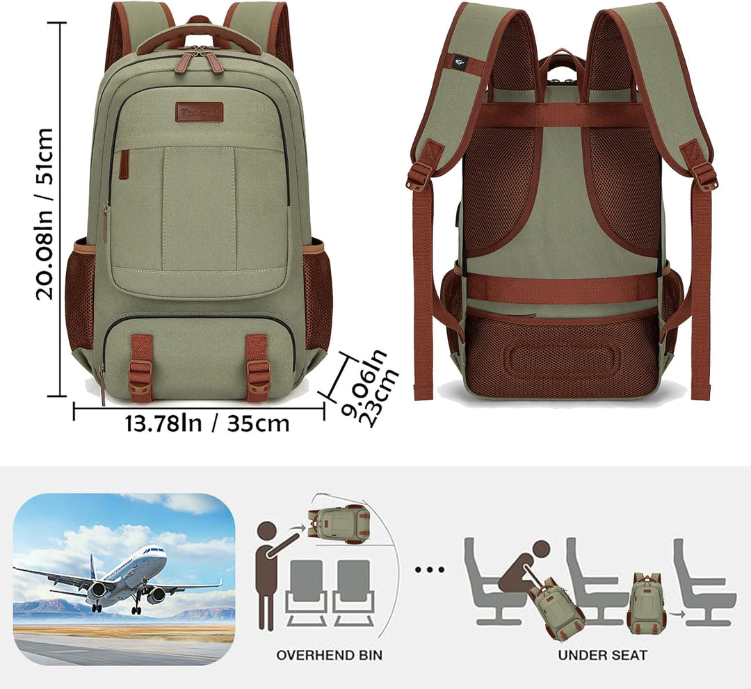 Tzowla Canvas Laptop Rucksack aus Segeltuch,Reise Backpack Tasche Herren und Damen,Arbeit Reiserucks