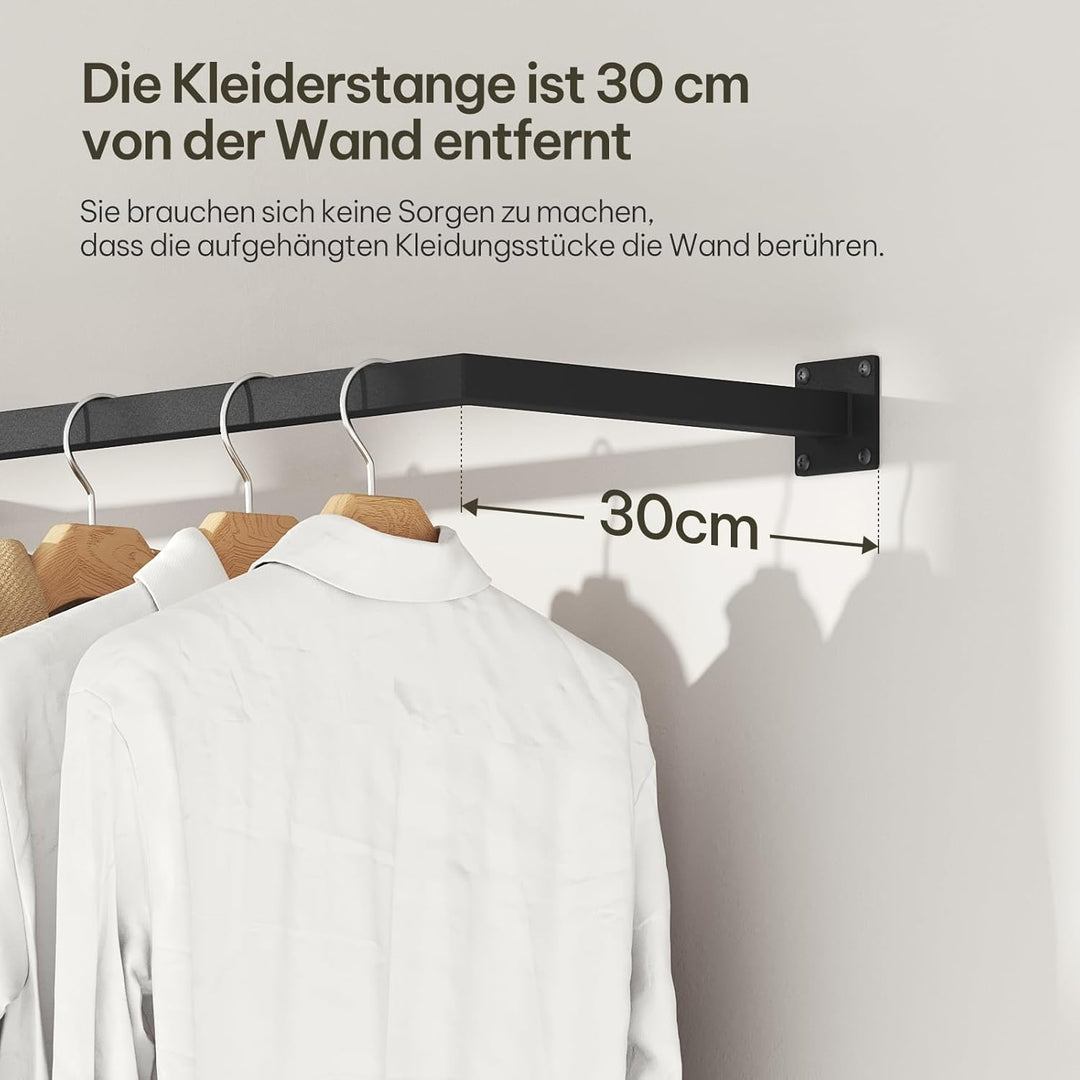 eSituro Kleiderstange Wandmontage, Garderobe Rohr industrial, für Flur Küche Wohnzimmer Badezimmer,
