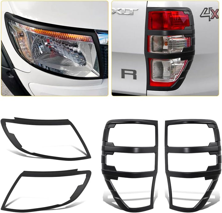 JHCHAN Scheinwerfer Rücklichtabdeckung für Ford Ranger T6 2012-2014 Raptor Limited Tremor XL XLT XLS