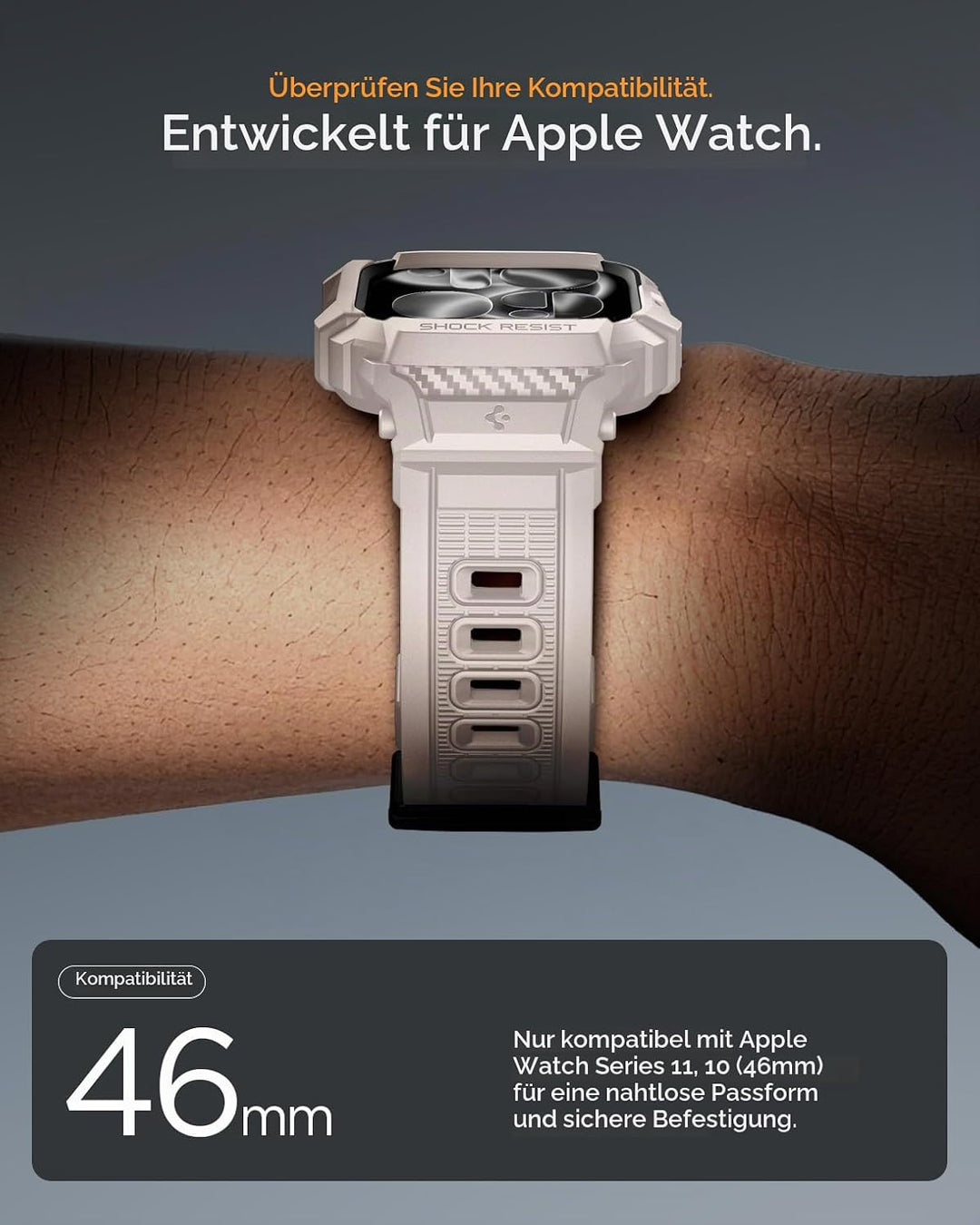 Spigen Rugged Armor Pro 2 Hülle mit Band für Apple Watch 11/10 46mm | TPU-Unibody-Hülle mit Armband,