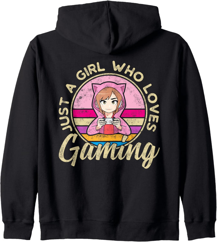 Nur ein Mädchen das Gaming liebt Headset Gamer Spruch Anime Kapuzenjacke