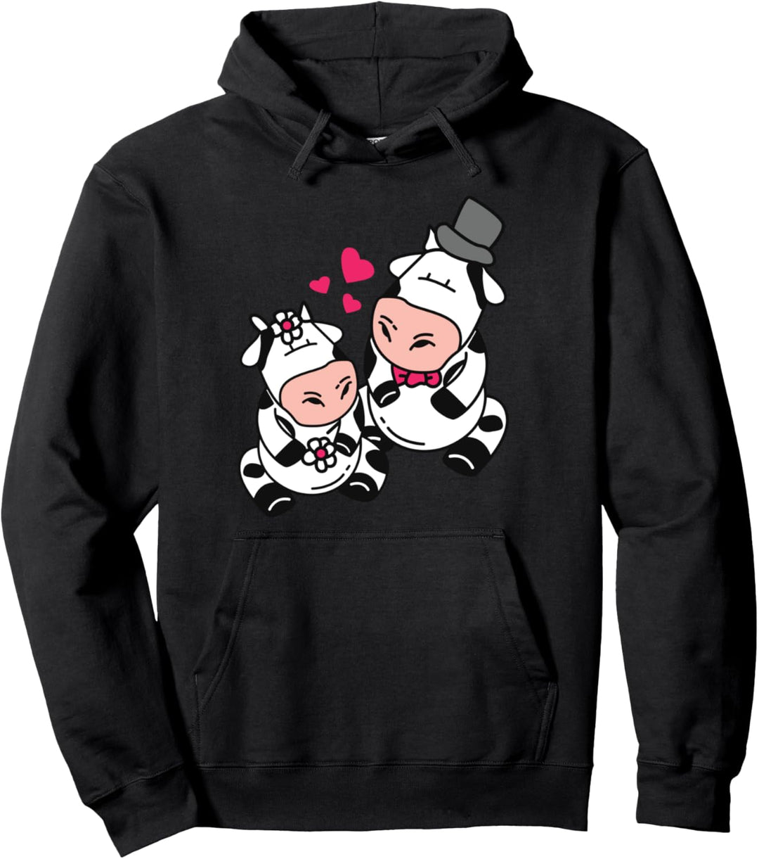 Kuh Hochzeit | Landwirt Heirat Liebe Pullover Hoodie