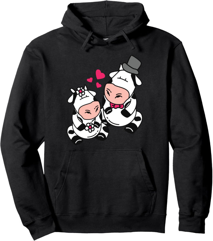 Kuh Hochzeit | Landwirt Heirat Liebe Pullover Hoodie