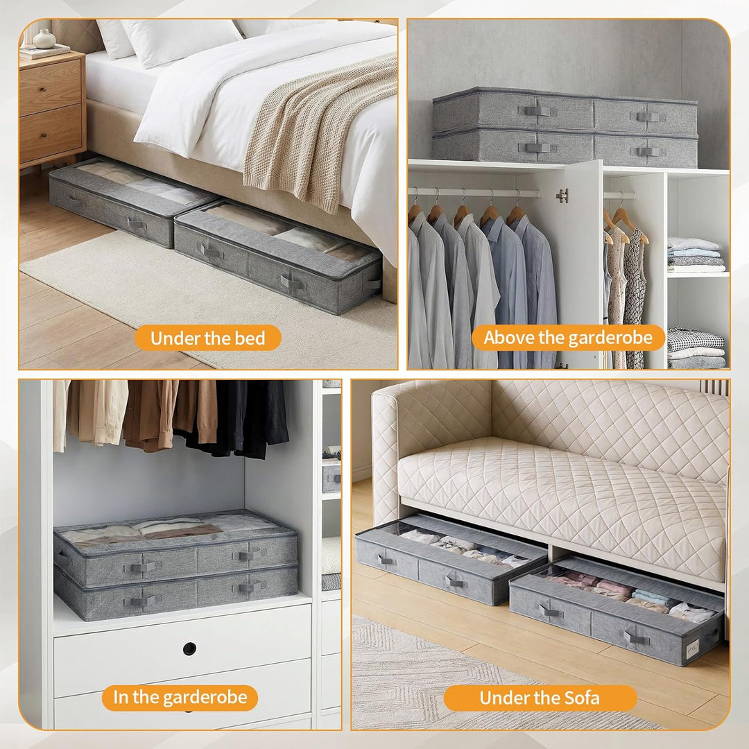 GARPROVM Stabil Unterbett Aufbewahrungsbox 2er Set, 85x40x12cm Formstabil Unterbettkommode Unterbett