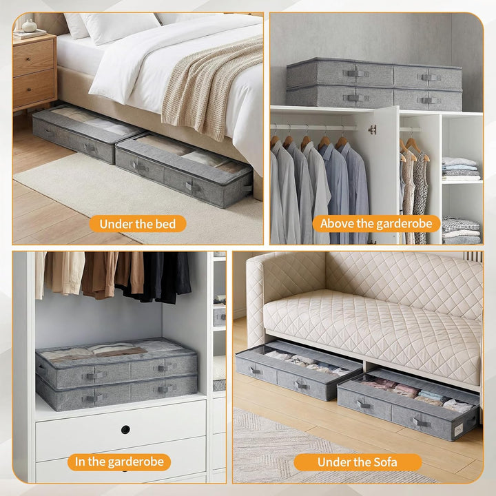 GARPROVM Stabil Unterbett Aufbewahrungsbox 2er Set, 85x40x12cm Formstabil Unterbettkommode Unterbett