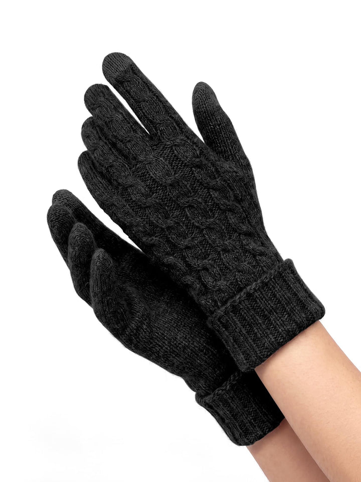 Alpaka Handschuhe Damen Winterhandschuhe Touchscreen Warm L Schwarz, L Schwarz