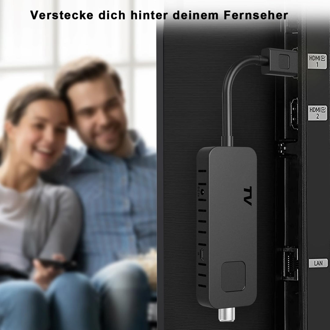 Dcolor DVB-S/S2 Sat Receiver - HDMI Full-HD 1080P Satelliten Receiver TV Stick [Versteckt hinter TV]