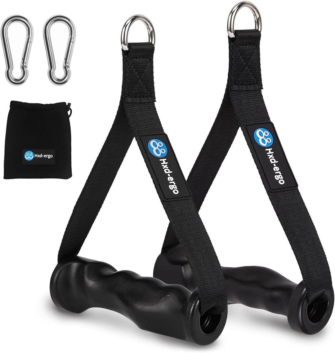 HXD-ERGO 2 Stück Einhandgriff für Widerstandsbänder, Fitnessband Griffe mit Metall D-Ring, Ergonomis