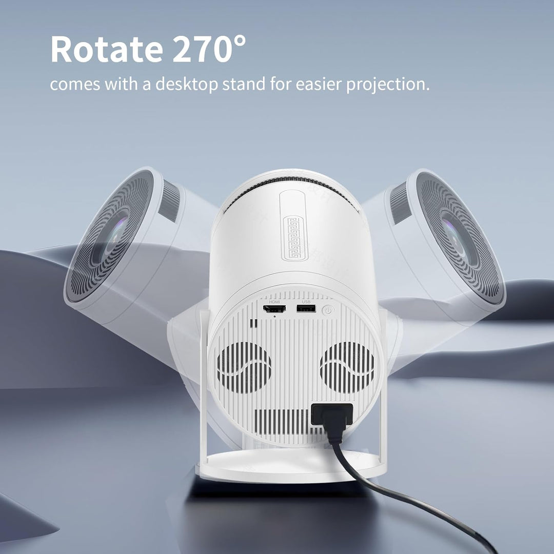 Beamer,Mini Projektor mit WiFi und Bluetooth 4K CWOWDEFU,270°Verstellbarer Ständer,Outdoor Portable