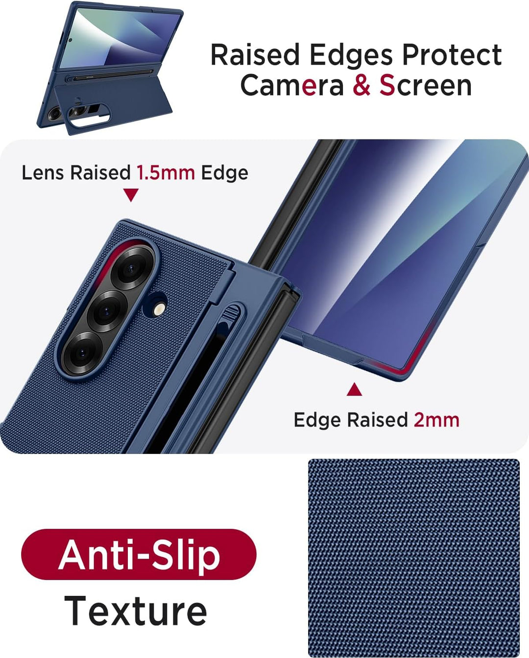 Miimall Kompatibel mit Samsung Galaxy Z Fold 7 Hülle mit S-Pen & Stifthalter, [HD Displayschutz] Ult