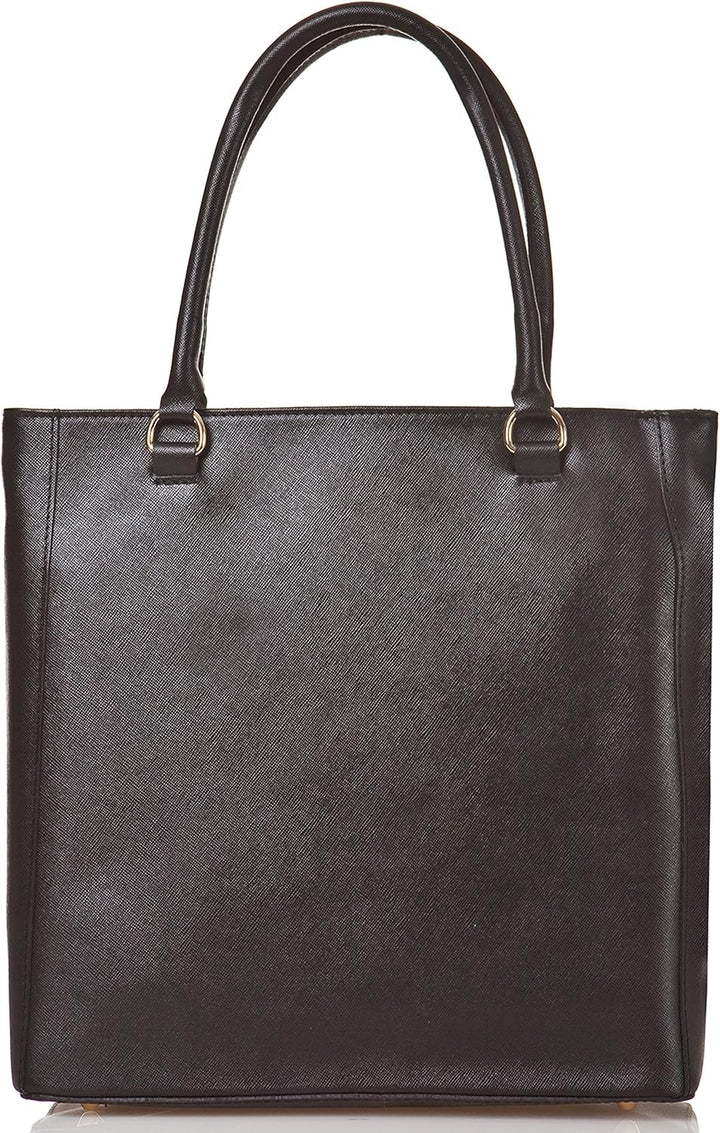 Damen Handtasche Zürich aus echtem Leder, Henkeltasche Schwarz, Frauentasche Made in Italy, Lederhan