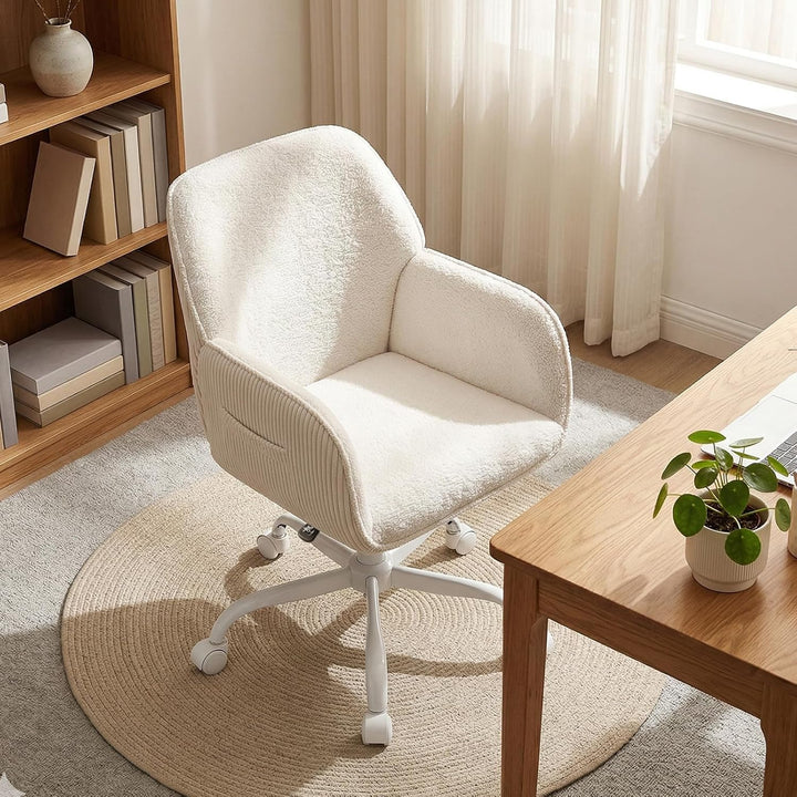 Bürostuhl Schreibtischstuhl Homeoffice Stuhl Schminktisch Stuhl – Sherpa- &amp; Cordstoff, Ergonomisch m