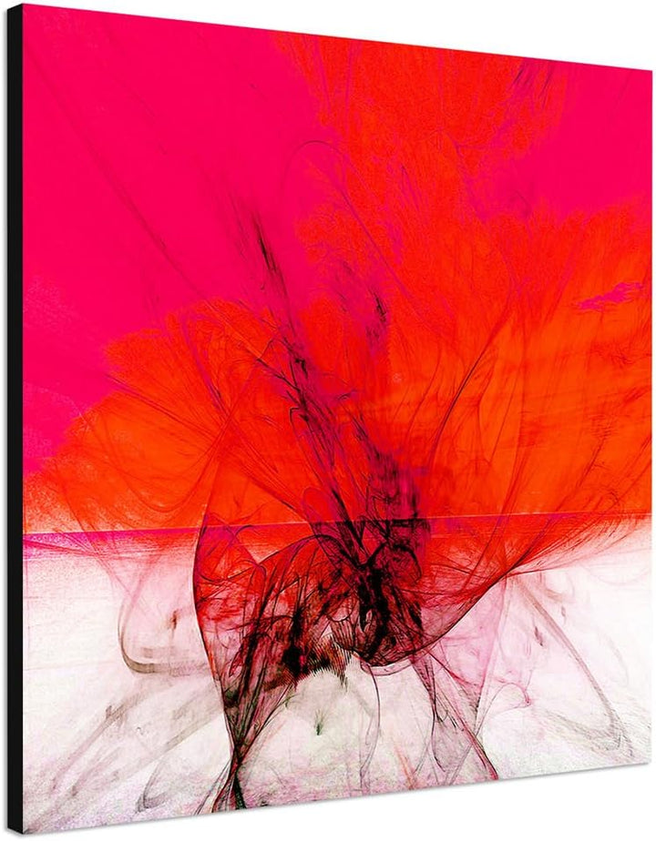 Paul Sinus Art Seitenwechsel - Abstrakt311_60x60cm Bild auf Leinwand weiss rot pink Abstraktes Motiv